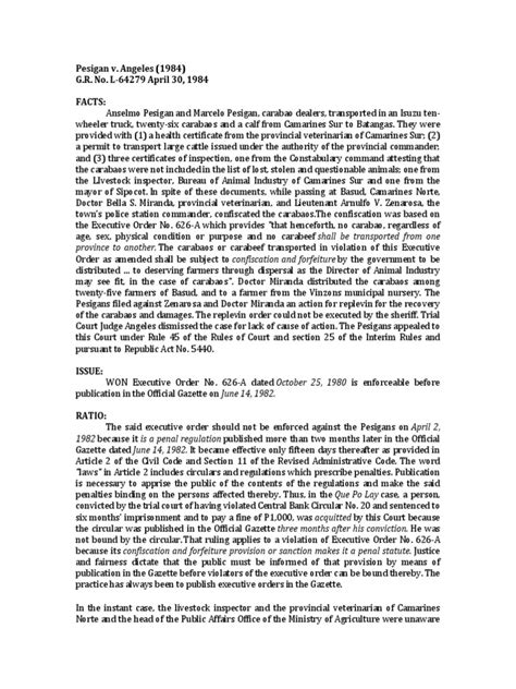Statutory Construction: PESIGAN vs. ANGELES, G.R. No. L .